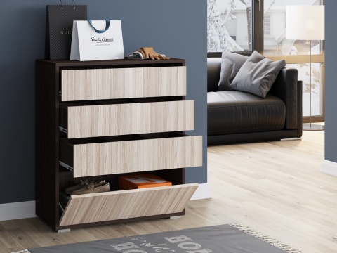 Обувница №2 Ясень Шимо Светлый/Венге ЛДСП (Ш-800| В-950|Г-380)