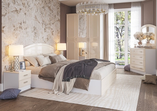 Спальный Гарнитур Венесуэла №2 МДФ/Жемчуг Глянец 